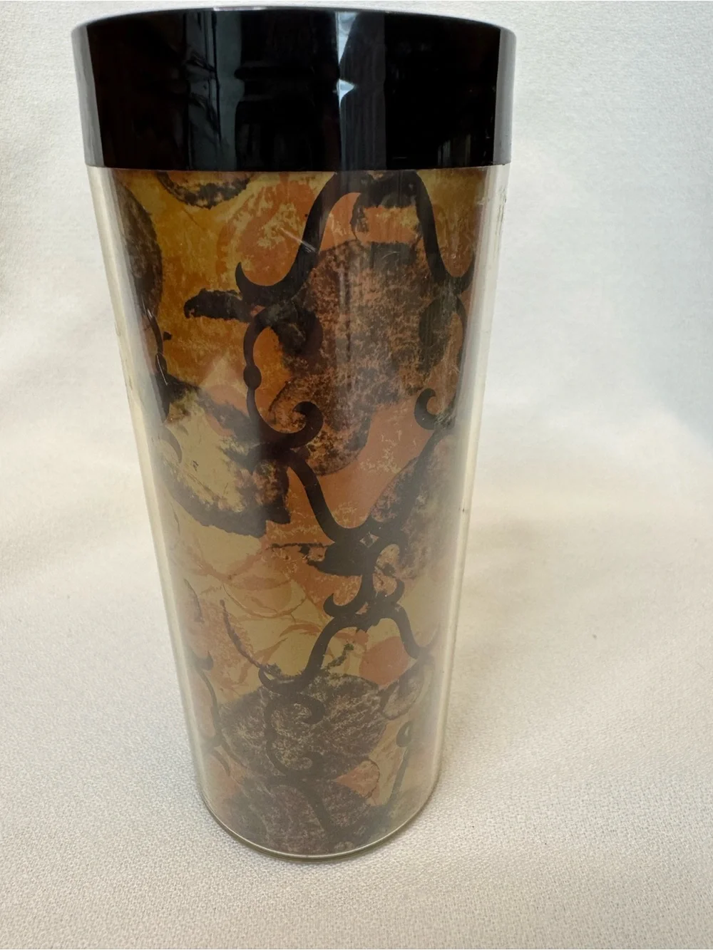 Vintage 70s Thermo-Serv MCM Gothic Tumbler Gold and Black